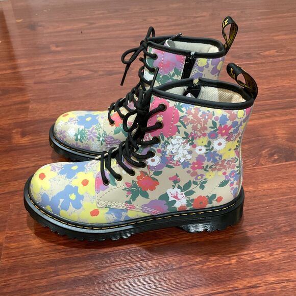 Dr. Martens 1460 Floral Combat Boots Womens Size 5 Leather Doc Docs EU 36 - Picture 1 of 14